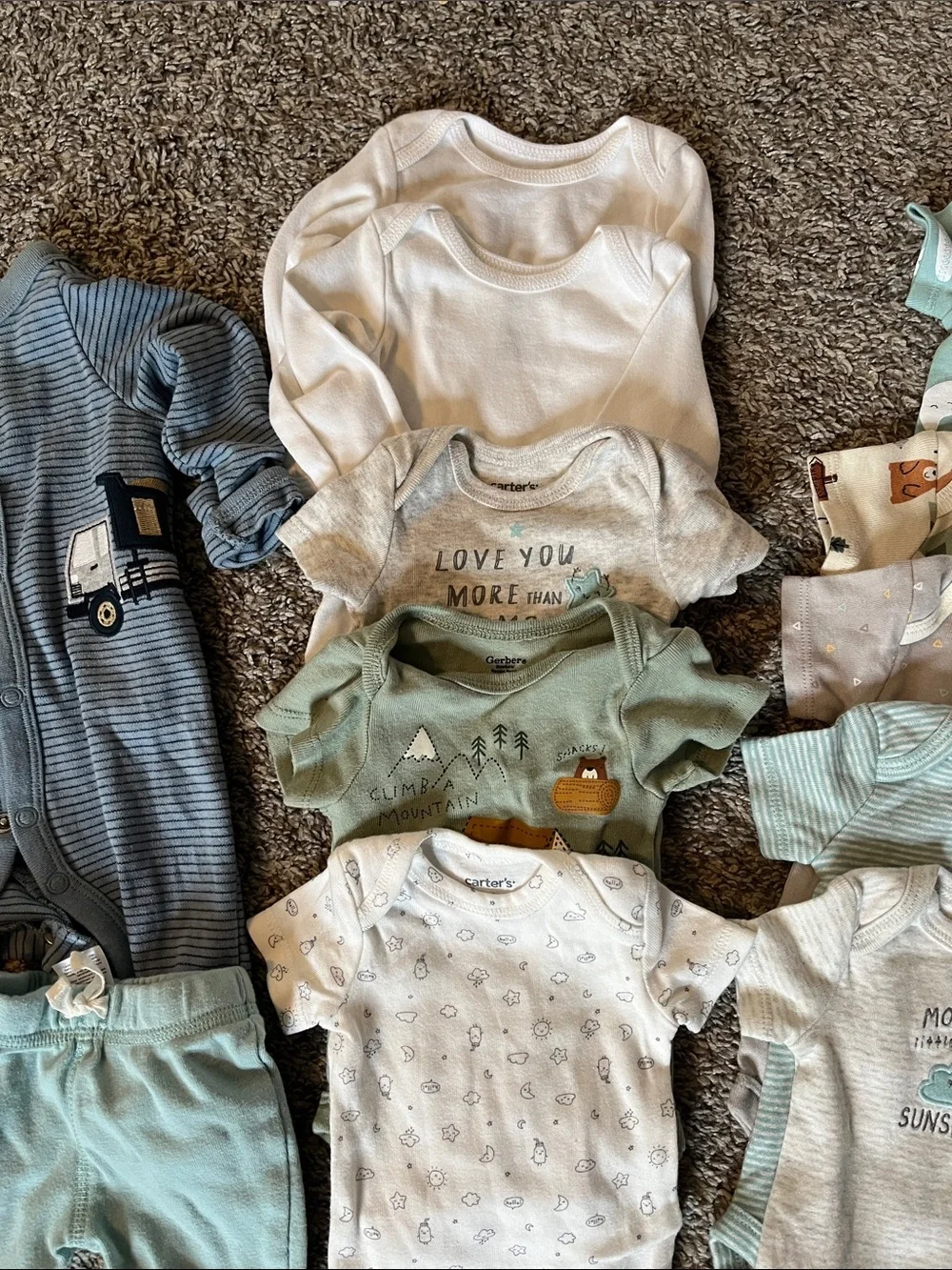 Carter's Neutral, White & Mint Baby One-Piece and Outfit Lot